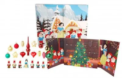 Adventskalender 24 Glas-Hänger, Schneewittchen-Motiv, 3 cm