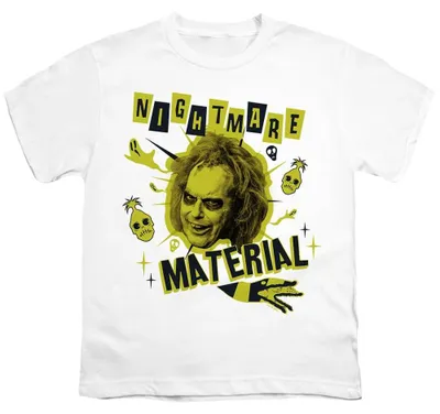 Obrázok produktu pre Tričko s motívom "Beetlejuice Beetlejuice" – "Nightmare Material" pre deti, model TV36849 (veľkosť 116), biela farba