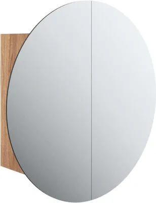Obrázok produktu pre kúpeľňová skrinka vidaXL s okrúhlym zrkadlom a LED Oak Look