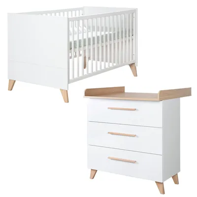 Produktbild von roba Babymöbel Set Leon 2-teilig - Kombi-Kinderbett, Wickelkommode und Kleiderschrank