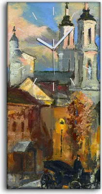 Produktbild von Dekor Leinwand Uhr Wandbilder Geräuschlos 30x60 Ölgemälde Stadt Gebäude Kunst - weiße Hände