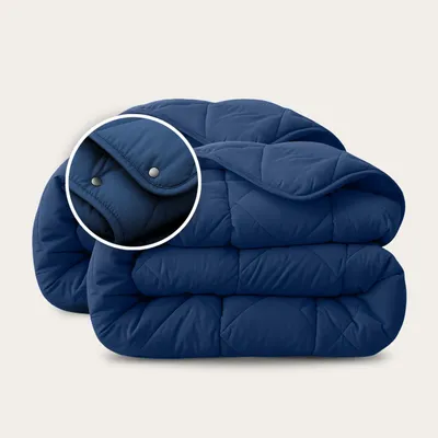 Produktbild von HappyBed - 140x200 cm - Waschbare Bettdecke ohne Bezug - Bedruckte Bettdecke ohne Bezug - Bettwäsche - Navy