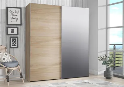 Produktbild von Schwebetürenschrank Kleiderschrank Schlafzimmerschrank Schrank "Vrilissia I" Sonoma-Eiche