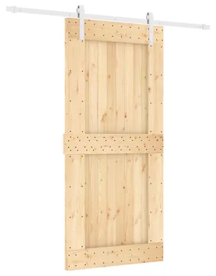 Obrázok produktu pre vidaXL Posuvné dvere v prírodnej a bielej farbe, 95 x 210 cm, masívna borovica
