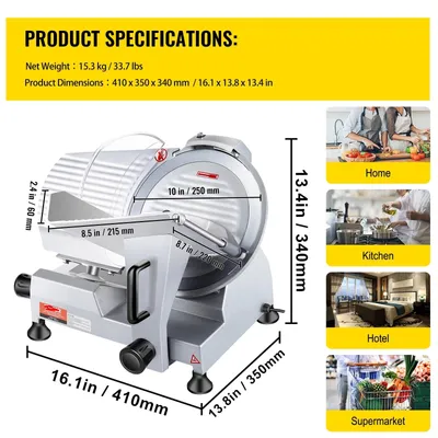 Produktbild von Elektrischer Fleischschneider – Fleischschneidemaschine – Brotschneider – Käseschneider – Gemüseschneider – 240W Motor