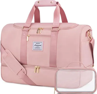 Produktbild von LOVEVOOK Reisetasche 50L Sporttasche für Damen, Handgepäck Weekender mit Schuhfach, Nassfach, wasserdicht, Rosa