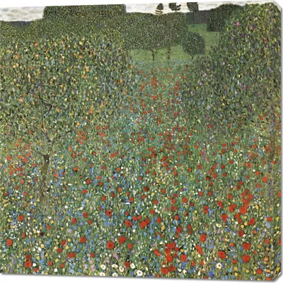 Produktbild von Bild 100x100cm Mohnfeld, Gustav Klimt Vintage für das Wohnzimmer