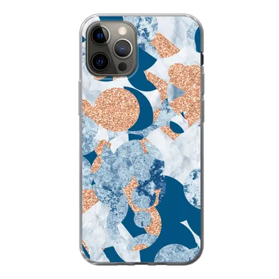 Produktbild von MuchoWow® Handyhülle Schutzhülle Hülle für iPhone 12 Pro Marmor - Geometrische Formen - Glitter Silikon Softcase Handy Hülle - Abdeckung
