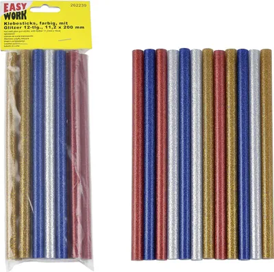 Image de 12 bâtons de colle chaude 11,2mm x 200mm couleur scintillante