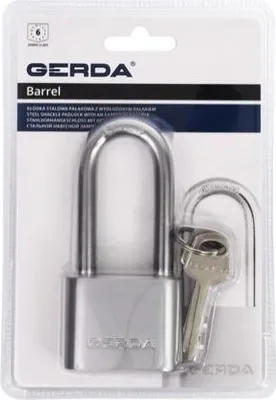 Produktbild von GERDA Zylinder 30mm Stahlvorhängeschloss mit verlängertem Bügel 42mm, Blister