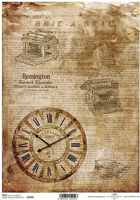 Produktbild von ITD Reispapier Decoupage Bastelpapier Softpapier Serviettentechnik, Uhr R1692