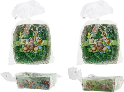 Produktbild von Osterkorb Pappe mit Ostergras 13 x 16 cm grün