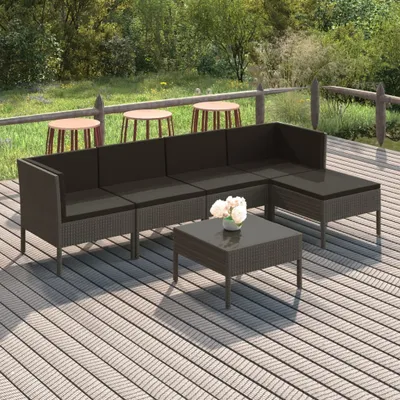 Immagine prodotto di Maison Exclusive - Set da giardino da 6 pezzi con cuscini in rattan sintetico grigio