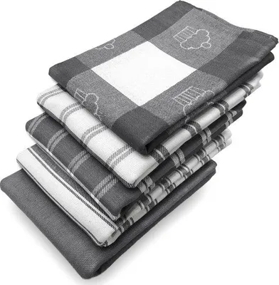 Imagen del producto de Uniqoos® Juego de 5 paños de cocina de lujo, 100% algodón, color gris, 70 x 50 cm – paños de cocina absorbentes y de secado rápido