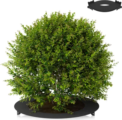 Produktbild von UISEBRT Schwarz Verzinkte Runde Rasenkante Außen-Ø 90cm, Stabil und Pflegeleicht für Beetumrandung und Gartenpflege