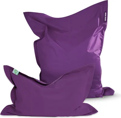 Produktbild von Green Bean® 2er Set SQUARE XXL Sitzsack + BeBi Sitzsack - mit EPS Perlen Füllung & waschbarem, abnehmbarem Bezug für Kinder & Erwachsene - Lila