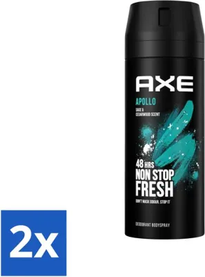 Produktbild von Ax - Deodorant Bodyspray - 48 Stunden Frische - Apollo - Salbei & Zedernholz - 150 ml - Vorteilspack - 2 Stücke