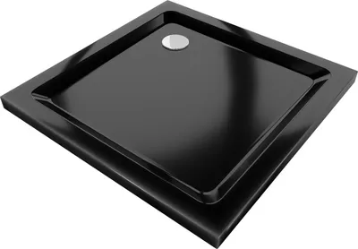 Produktbild von Mexen Flat Quadratische Duschwanne slim 70 x 70 cm, Schwarz, Siphon Chrom - 40707070