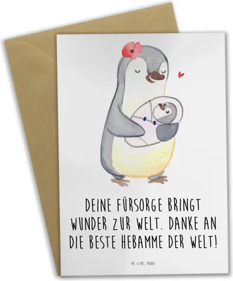 Produktbild von Mr. & Mrs. Panda Grußkarte Beste Hebamme - Weiß - Geschenk, Bedanken, Grußkarten, Fürsorge, weihnachtskarten, Wertschätzung, Danke sagen, osterkarten, Vertrauen