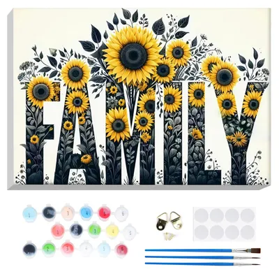 Malen nach Zahlen, Blumen auf Leinwand, DIY-Set mit Rahmen, für Erwachsene