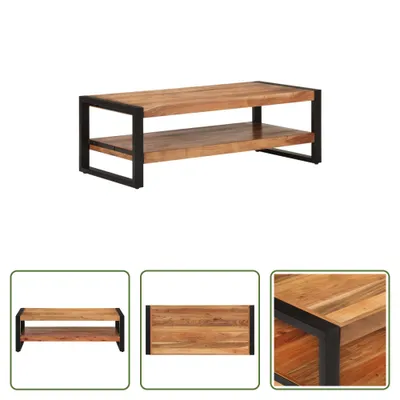 Image de Table basse The Living Store 120 x 55 x 40 cm en bois massif d'acacia