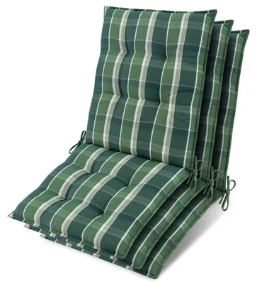 Image de Lot de 3 coussins Beautissu Sun-NL pour dossier de chaise, 100 x 50 x 8 cm, vert à carreaux