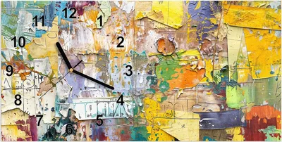Produktbild von Wanduhr aus Glas mit Motiv Abstrakte Kunst- 60 x 30 cm - inkl. Aufhängesystem