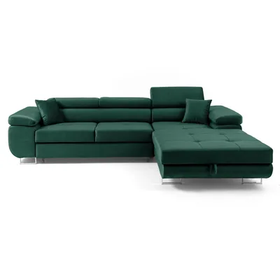 Produktbild von MUFFO Ecksofa ALONZO L Rechts mit Schlaffunktion 125x195 Velours Grün