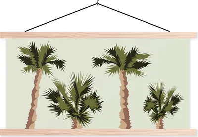 Produktbild von MuchoWow® Textilposter Palme - Sommer - Tropisch 60x30 cm mit holzfarbenen Rahmen - Dekoration