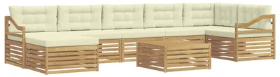 Produktbild von Outdoor-Sofagarnitur mit Kissen 8 pcs Weiß und Creme Polyester