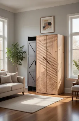 Immagine prodotto di Elegante armadio con dettagli decorativi in legno per la tua casa