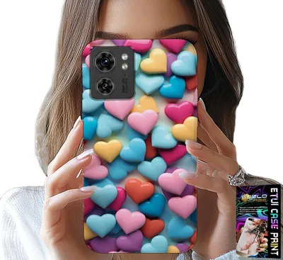 Image de Etui pour Motorola Edge 40 - Coeurs colorés personnalisable