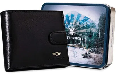 Obrázek produktu pro Peterson pánská peněženka RFID z přírodní kůže černá 11,5x9 cm