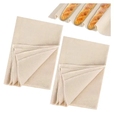 Produktbild von 2 Stück Leinentuch zum Backen, 75 x 45 cm, Bäckerleinen, Teigtuch für die Teigzubereitung und das Backen