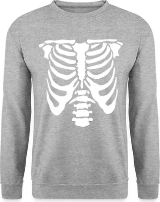 Produktbild von Spreadshirt Halloween Skelett Kostüm Uni Pullover, S, Weißgrau meliert