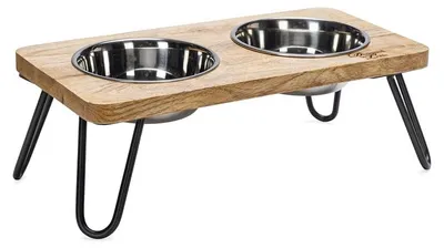 Obrázek produktu pro Designed by Lotte Linga - Jídelní souprava kočka - Dřevo/kov - Včetně jídelní. 2 misky