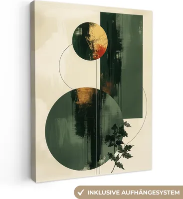 Produktbild von MuchoWow® - Leinwandbilder - Kunst - Kreise - Modern - Abstrakt, Wandbild, Wanddeko Bilder Wohnzimmer, 90x120cm