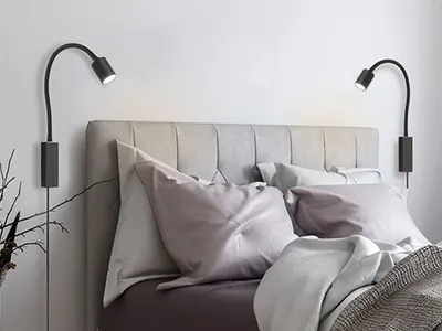 Produktbild von 2er SET LED Wandlampen - Bettlampen zum Anschrauben oder Leselampen Wandmontage