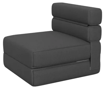 Zdjęcie produktu dla Fotel wypoczynkowy – rozkładana sofa – 2 w 1 – składany – w kształcie litery L – bez podłokietników – nowoczesny – ciemnoszary