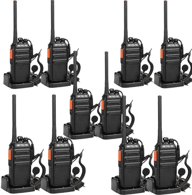 Obrázok produktu pre Retevis RT24 vysielačka, vysielačka s náhlavnou súpravou, PMR446, 16 kanálov CTCSS/DCS obojsmerná rádiová súprava s náhlavnou súpravou, bezpečnosť, stavenisko, núdzovú pomoc atď. (10 kusov)