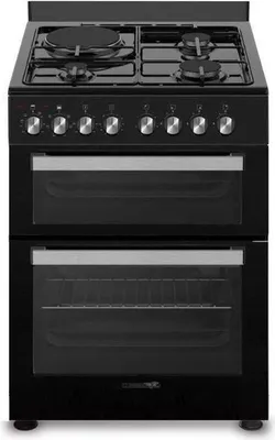 Image de Cuisinière LA GERMANIA SM61DFN, 2 Fours, Noire, 3 Feux Gaz, 1 Plaque Électrique, Four Multifonction Catalyse 60L, Four Convection 30L