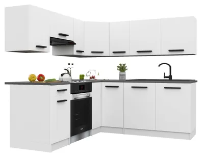 Produktbild von Belini Moderne Küchenzeile Küchenblock ITALIA 6 - Küchenmöbel 360cm Weiß Matt - Einbauküche mit Hängeschränke, Unterschränke & Arbeitsplatten