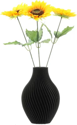 Immagine prodotto di Fiori artificiali vaso 3D nero alto 16 cm plastica decorativa