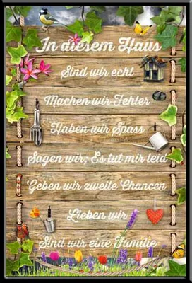 Image de Motivational - Poster - Dans cette maison ... + cadre interchangeable, Shinsuke® Maxi MDF noir, vitre acrylique
