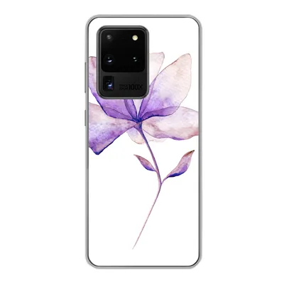Produktbild von MuchoWow® Handyhülle Schutzhülle Hülle für Samsung Galaxy S20 Ultra Blumen - Aquarell - Lila Silikon Softcase Handy Hülle - Karteninhaber