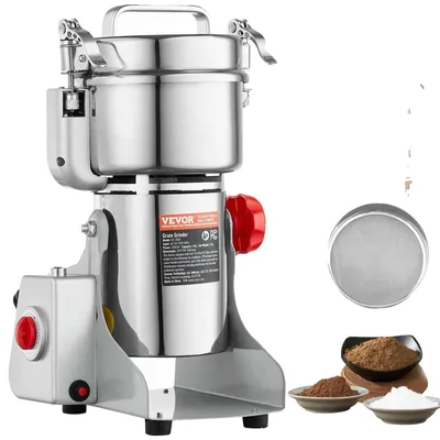 Immagine prodotto di VEVOR mulino elettrico per cereali ad alta velocità per spezie 500 g con 2000 W, polverizzatore in acciaio inox, per cereali secchi spezie muesli caffè mais pepe tipo girevole 22 x 19 x 36 cm