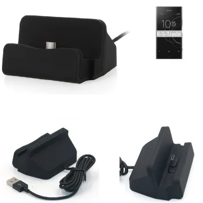 Produktbild von K-S-Trade Docking-Station kompatibel mit Sony Xperia XZ1 Ladestation Dock Ladegerät Docking Station Tischständer Ständer inkl. USB Typ C Kabel