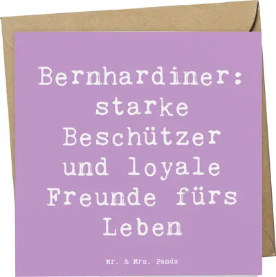 Produktbild von Mr. & Mrs. Panda Grußkarte Spruch Bernhardiner Treue - Lavendeltraum - Geschenk, Glückwunschkarte, perfekte Begleiter, loyale Freunde, doppelkarte, Spaziergang, faltkarte