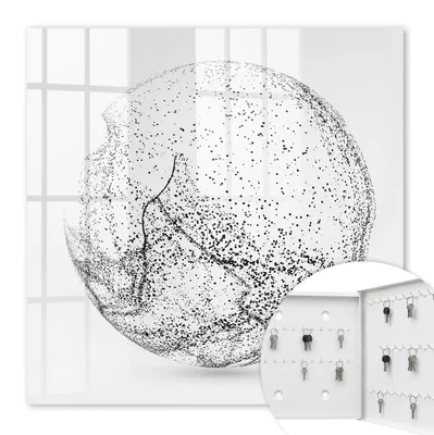 Produktbild von Metall Schlüsselkasten 30 x 30 cm - weißer Schlüsselschrank zur Wandmontage - wandhängende Schlüsselbox mit Tür - rechts öffnend - Schlüsselaufbewahrung für Flur - Büro - Arbeitszimmer - Werkstatt - Garage - Abstrakter Raum