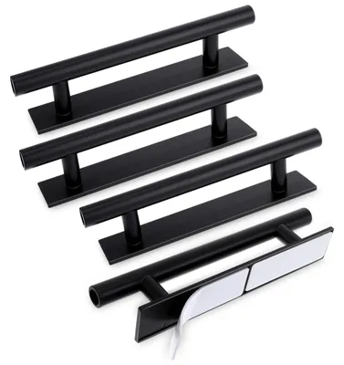 Produktbild von Selbstklebender Schrankgriff Möbelgriff Türgriff - ABS - 4 Stück - Schwarz - Für Schränke und Schubladen